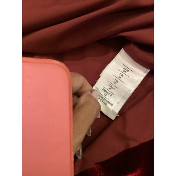 Revolve Nicholas Gabriela Red Velvet Blazer cut out long sleeve mini Dress 10 - Picture 9 of 13